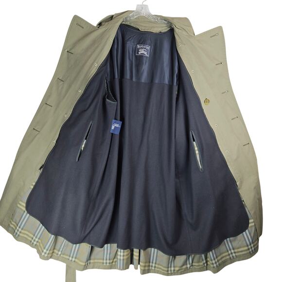 Burberrys Car Coat Size 42 Burberry Khaki NovaCheck Wool Lined Trench Authentic - Picture 9 of 13